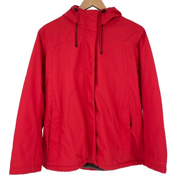 L.L. Bean Jackets & Blazers - L.L. Bean Winter Warmer Jacket Fleece Lined Hooded Red 271138 Women 1X Regular